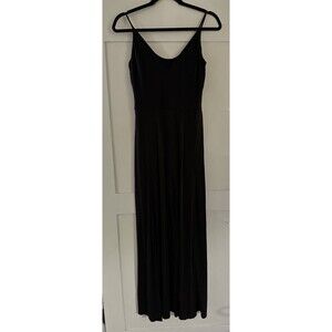 LuLus Black Sleeveless Jersey Jumpsuit High Slit Wide Legs Sz S